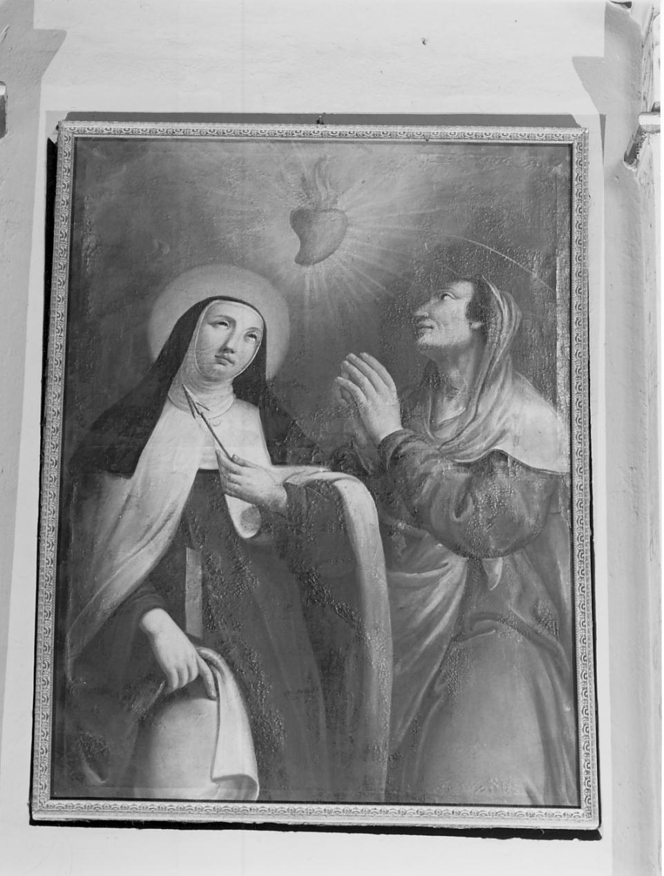 sante in adorazione del Sacro Cuore di Gesù (dipinto, opera isolata) - ambito lombardo (sec. XVIII)