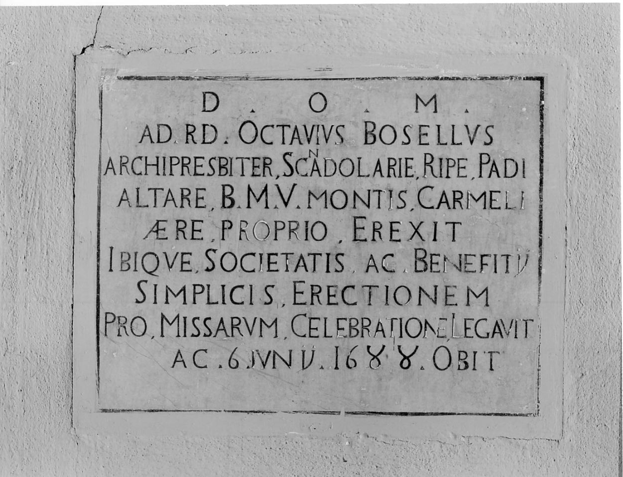 lapide, opera isolata - manifattura lombarda (sec. XVII)