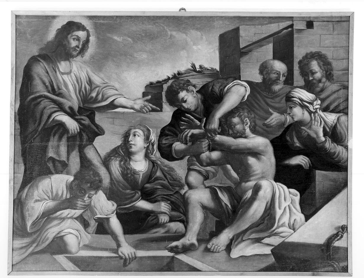 Resurrezione di Lazzaro, Cristo guarisce i due indemoniati di Gerasa (dipinto, opera isolata) - ambito cremonese (primo quarto sec. XVII)