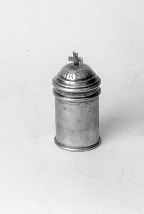 vasetti per oli santi, opera isolata - ambito mantovano (ultimo quarto sec. XIX)