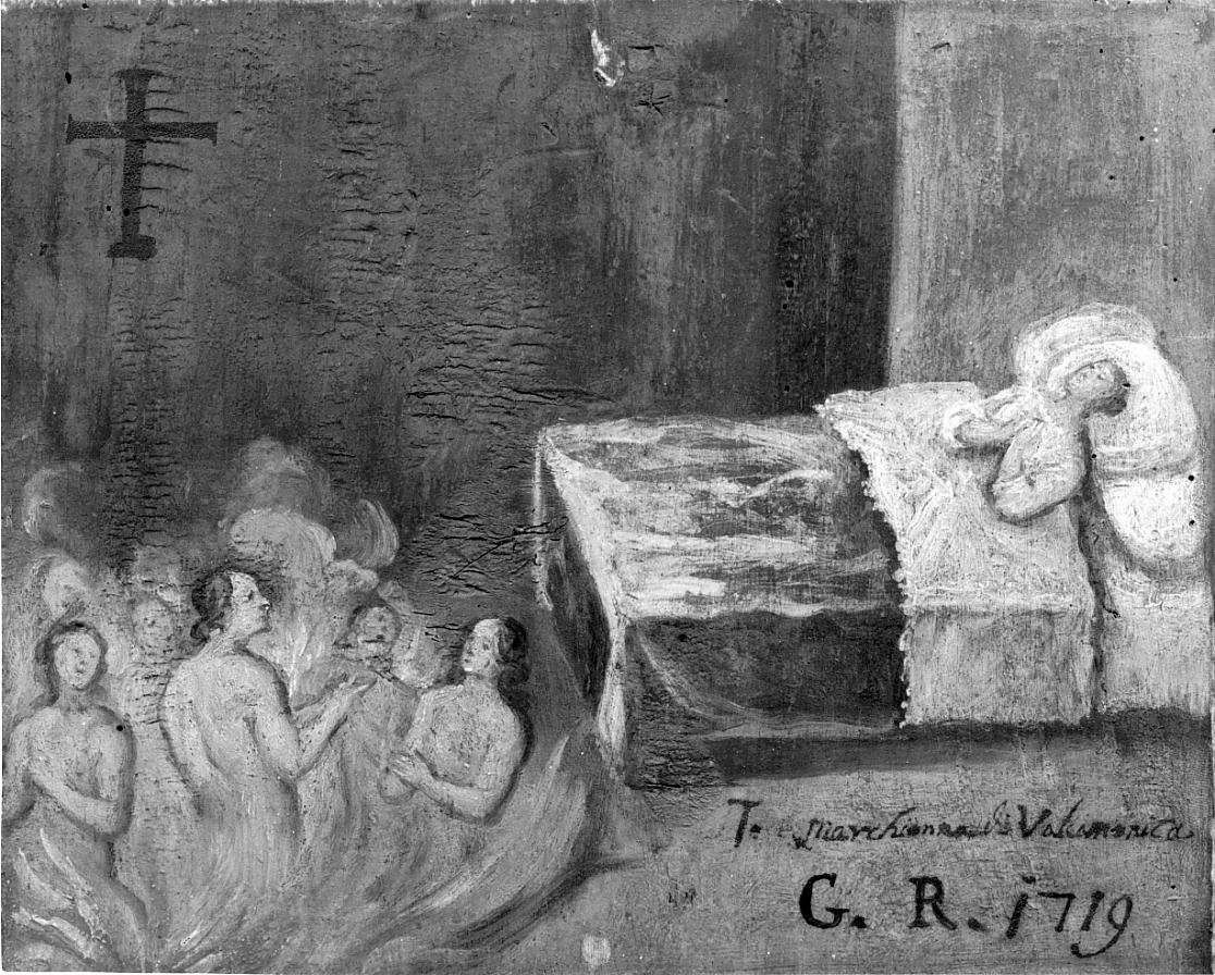 Anime del purgatorio e donna inferma in un letto (ex voto, opera isolata) - ambito bresciano (sec. XVIII)