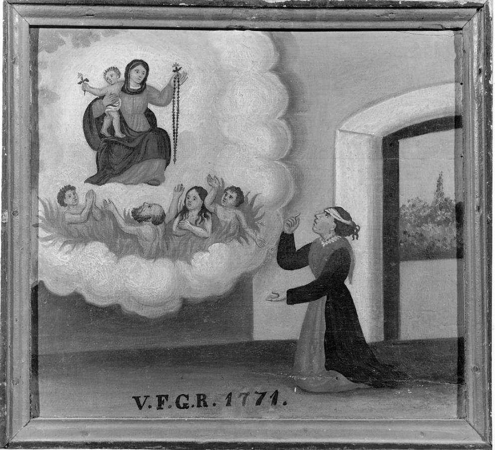 La Madonna del Rosario salva donna inferma (ex voto, opera isolata) - ambito bresciano (sec. XVIII)