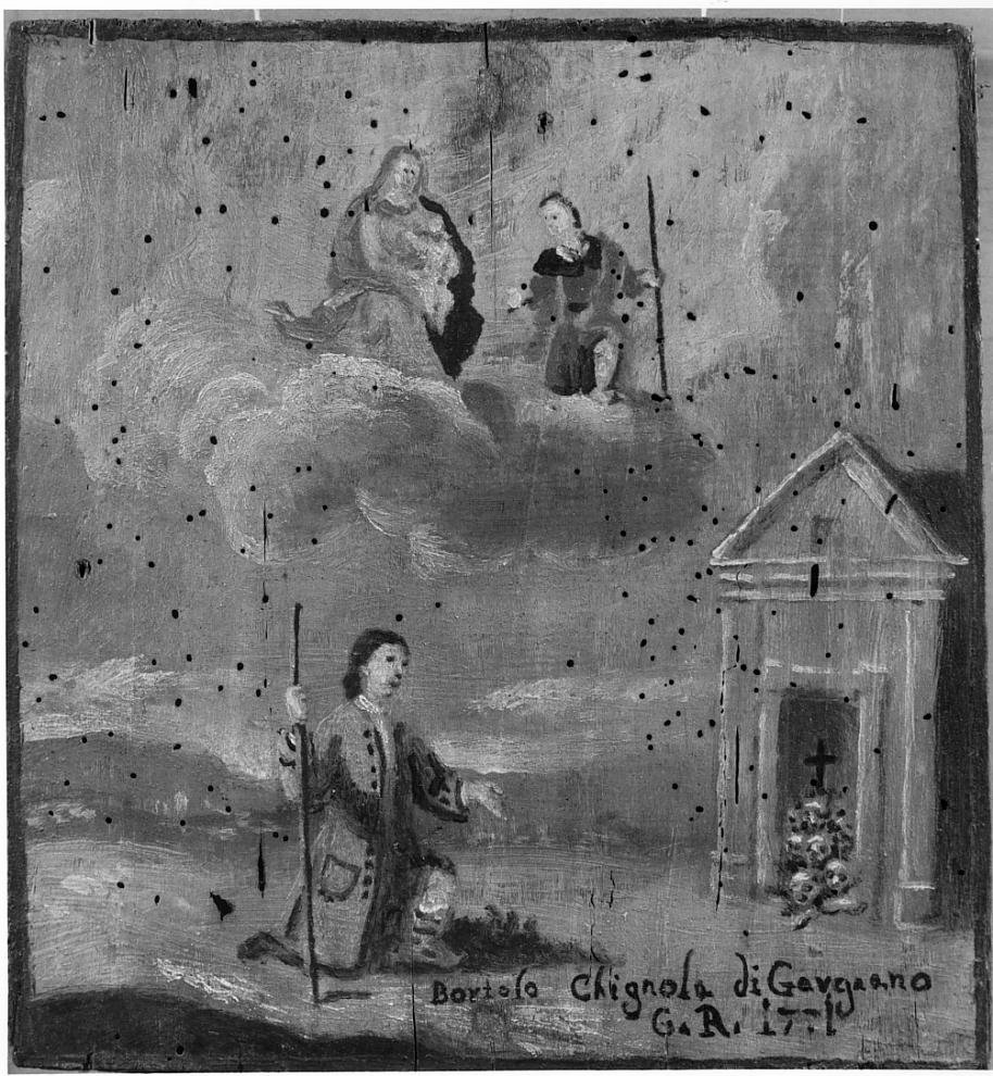 Bortolo Chignola ringrazia la Madonna e S. Rocco per avergli concesso una grazia (ex voto, opera isolata) - ambito bresciano (sec. XVIII)