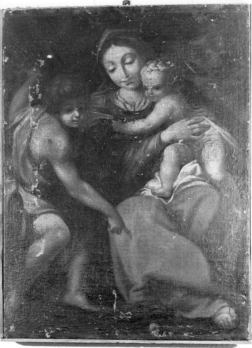 Madonna con Bambino e San Giovannino (dipinto, opera isolata) - ambito emiliano (terzo quarto sec. XVI)