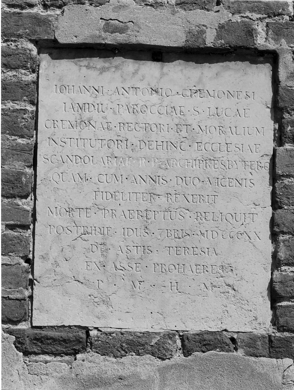 lapide, opera isolata - manifattura lombarda (sec. XIX)