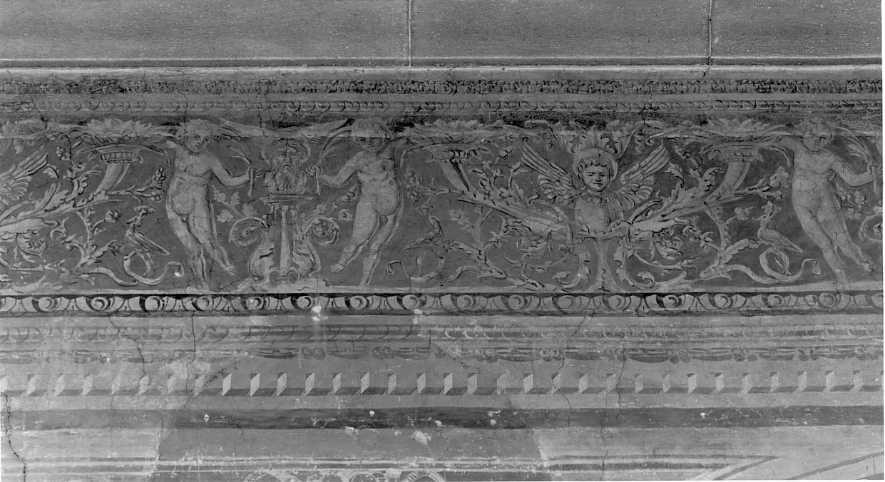 putti/ motivi decorativi a girali vegetali (cornice, complesso decorativo) - ambito bresciano (seconda metà sec. XVI)