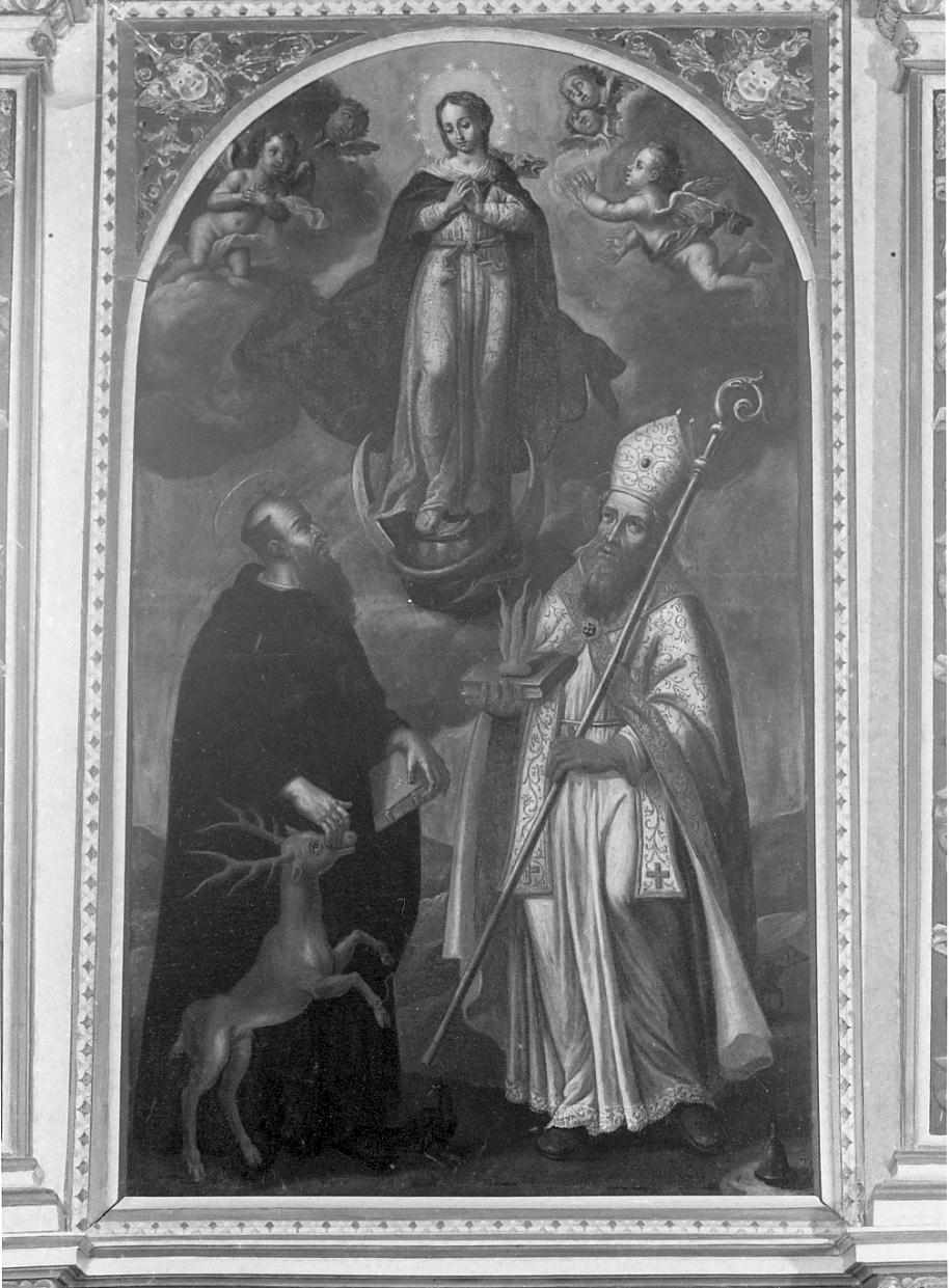 La Madonna/ santo monaco/ santo vescovo (dipinto, elemento d'insieme) - ambito bresciano (seconda metà sec. XVIII)
