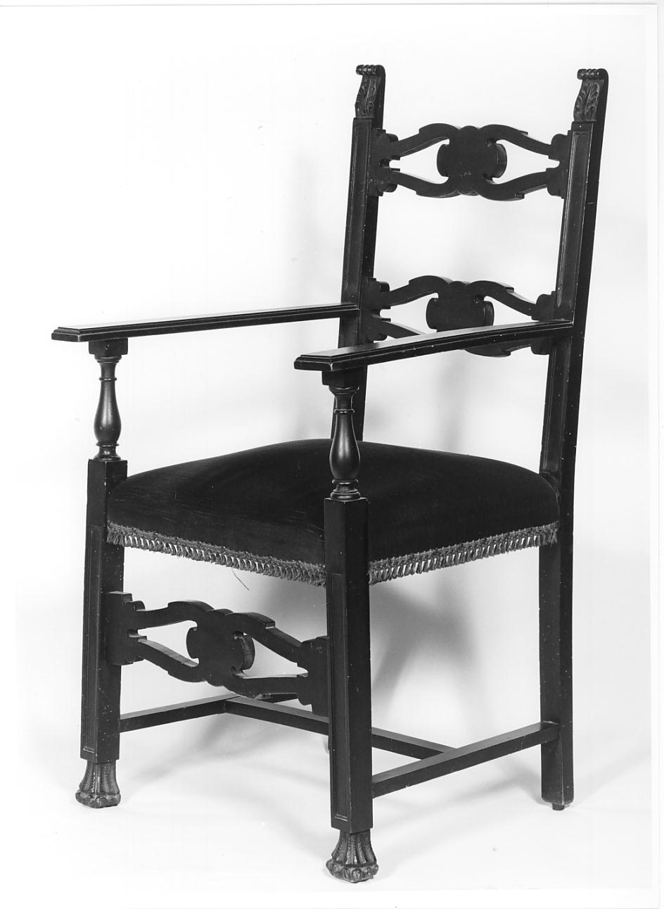 sedia - a braccioli, opera isolata - ambito bresciano (primo quarto sec. XIX)