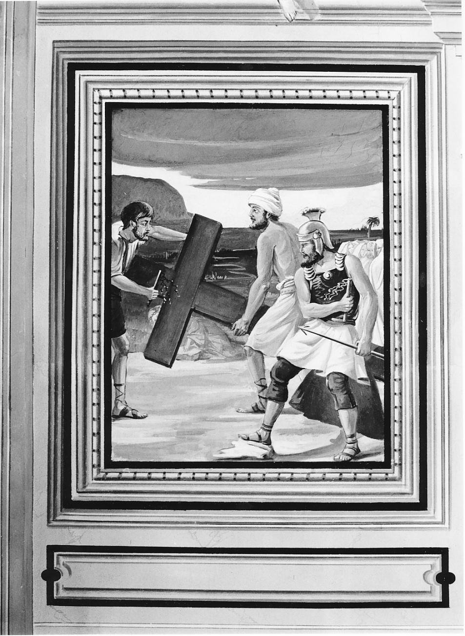 Storie della Passione di Cristo: Trasporto della croce, Gesù incontra la Madonna, Resurrezione di Gesù, Ascensione di Gesù (dipinto, elemento d'insieme) di Trainini Vittorio (ultimo quarto sec. XX)