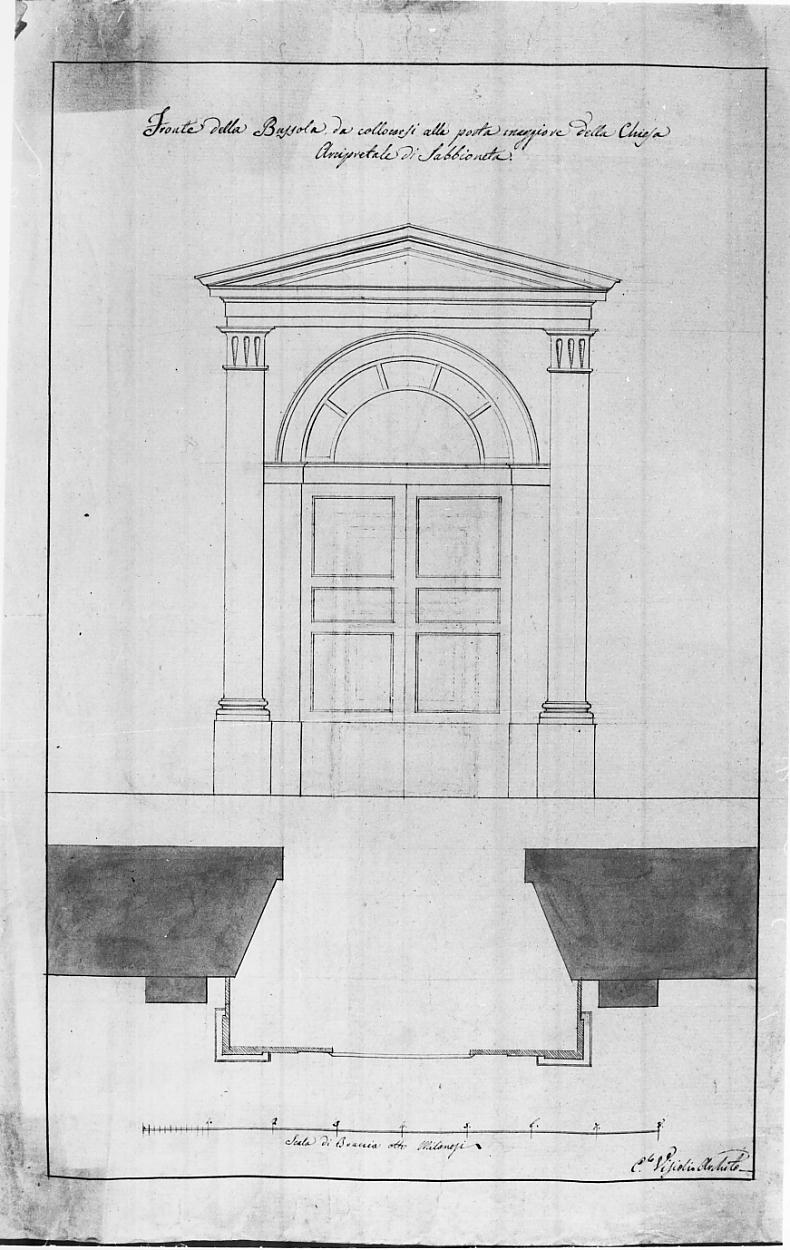 bussola della porta maggiore (disegno, opera isolata) di Visioli Carlo Domenico (prima metà sec. XIX)