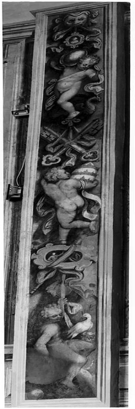 angeli con colomba e insegne papali (decorazione pittorica, elemento d'insieme) di Rossi Gerolamo, Bagnatori Pietro Maria detto Bagnadore (sec. XVI)