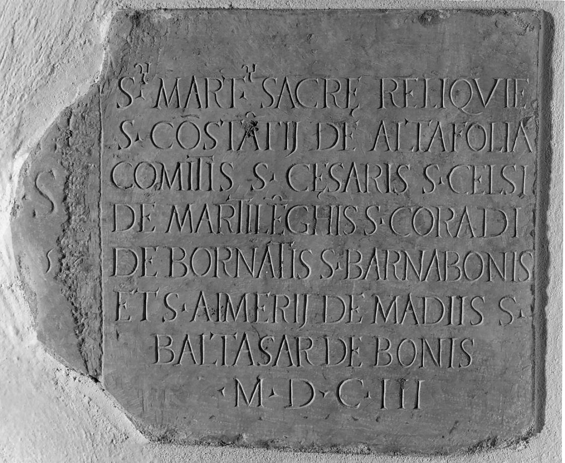 lastra, opera isolata - ambito bresciano (sec. XVII)