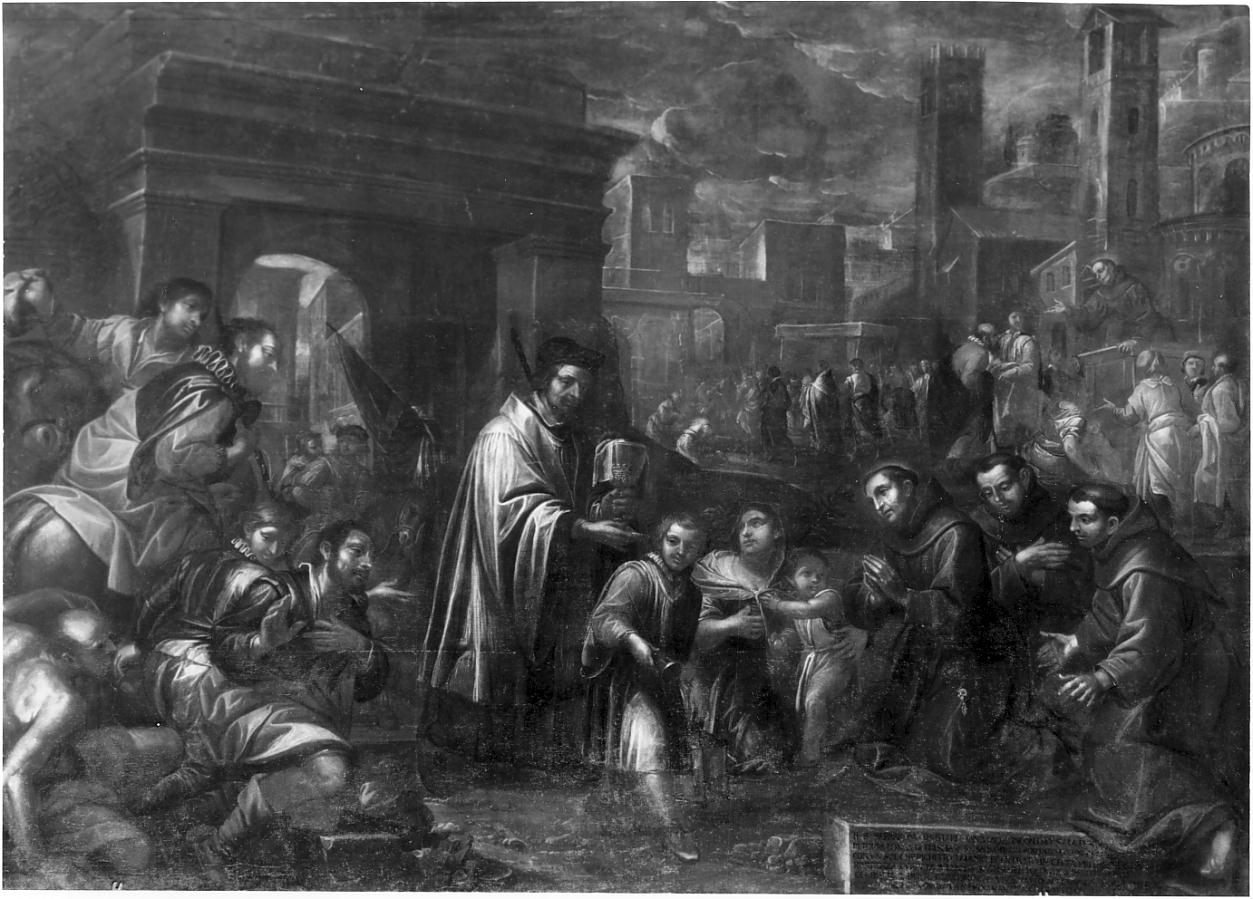 Processione di Bernardino da Brescia a Feltre (dipinto, opera isolata) di Ghitti Pompeo (seconda metà sec. XVII)