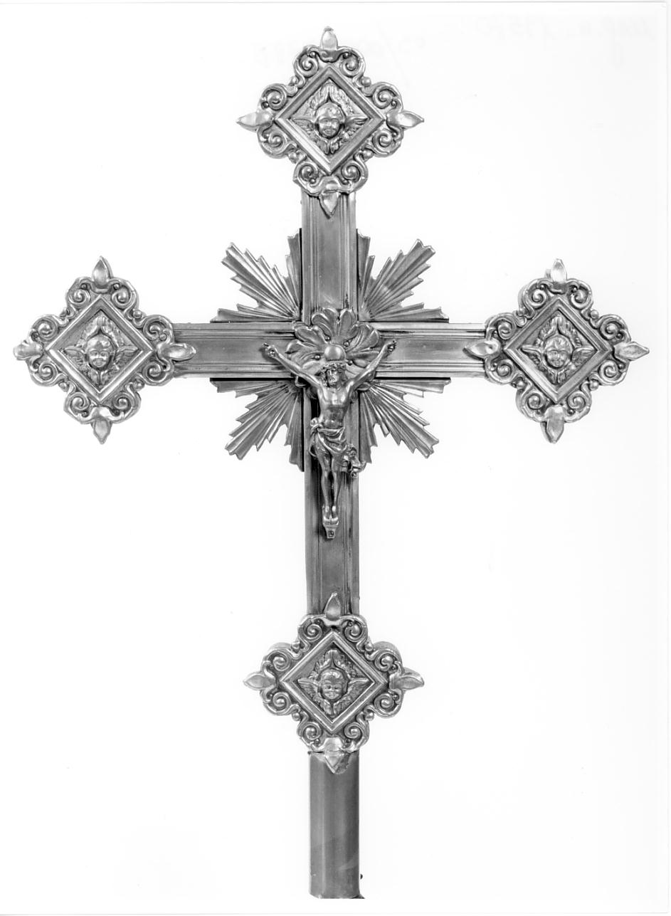 croce processionale, opera isolata - manifattura bresciana (seconda metà sec. XIX)