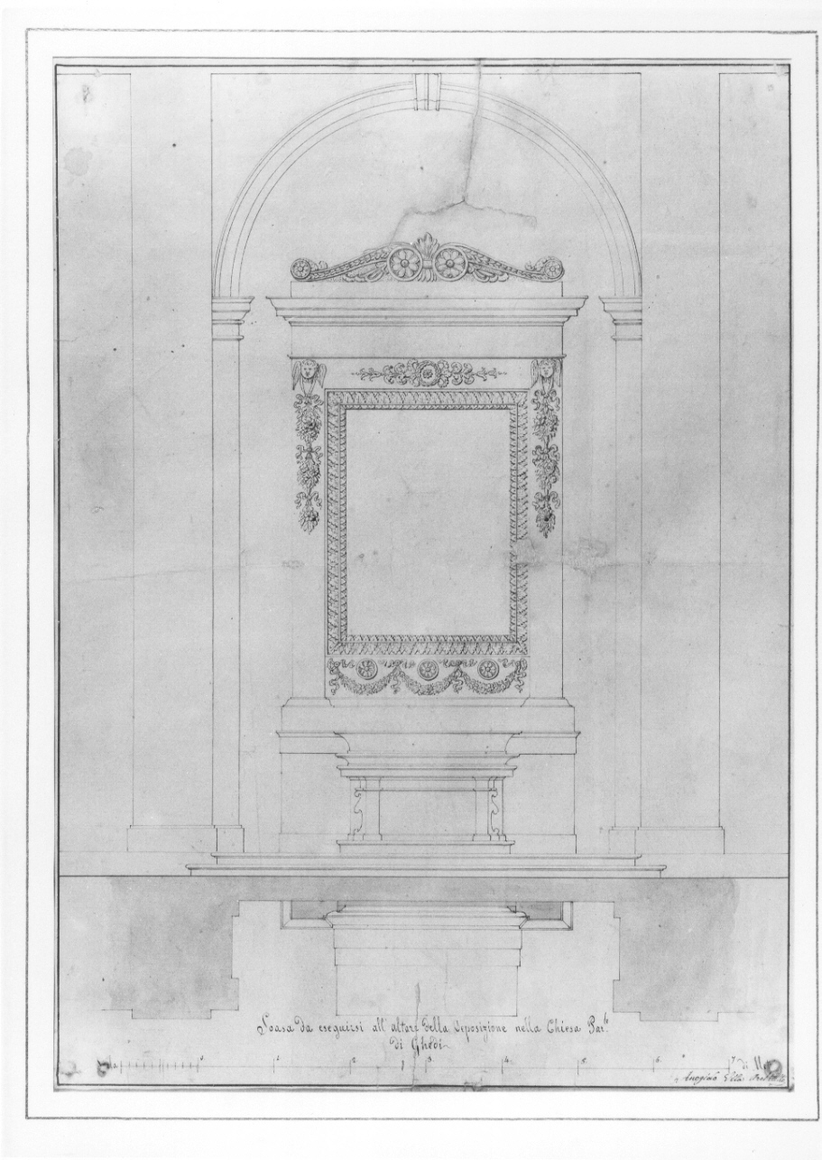 Progetto per altare della Deposizione della parrocchiale di Ghedi (dipinto, opera isolata) di Villa Angiolo (sec. XIX)
