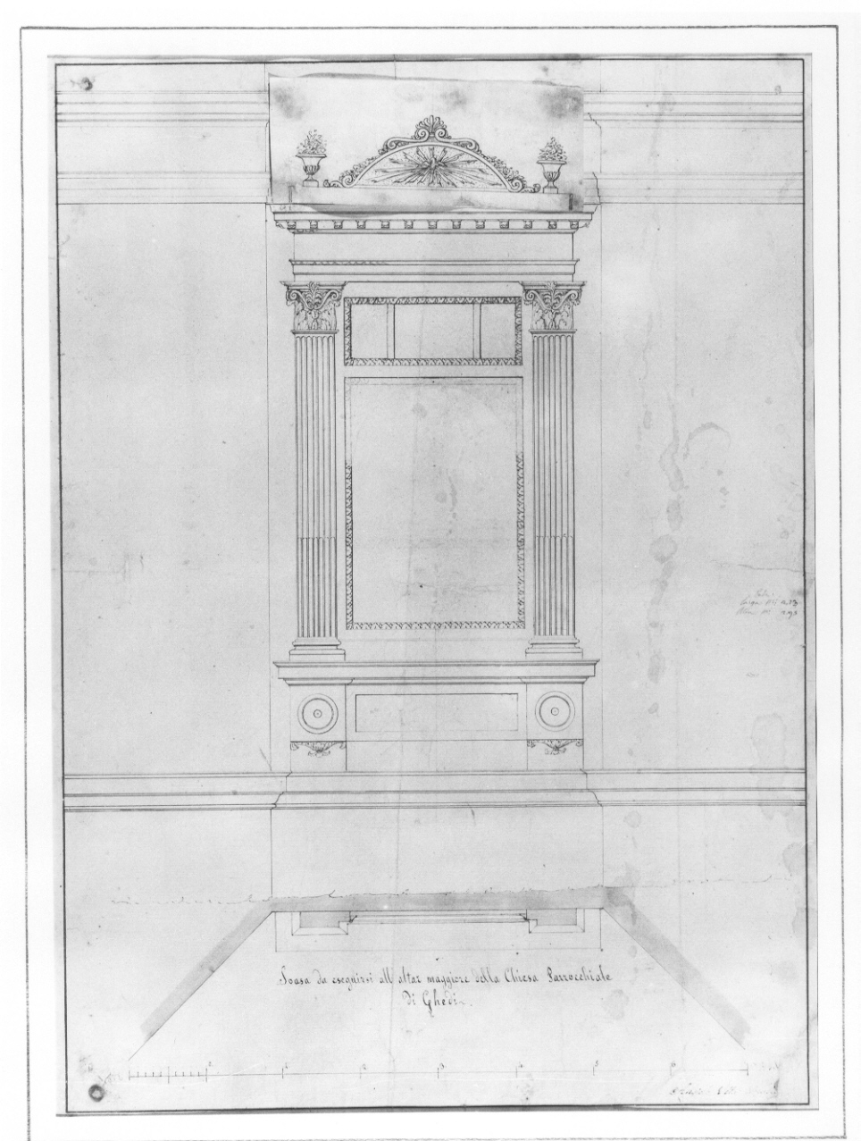 Progetto di ancona per altare maggiore della parrocchiale di Ghedi (dipinto, opera isolata) di Villa Angiolo (sec. XIX)