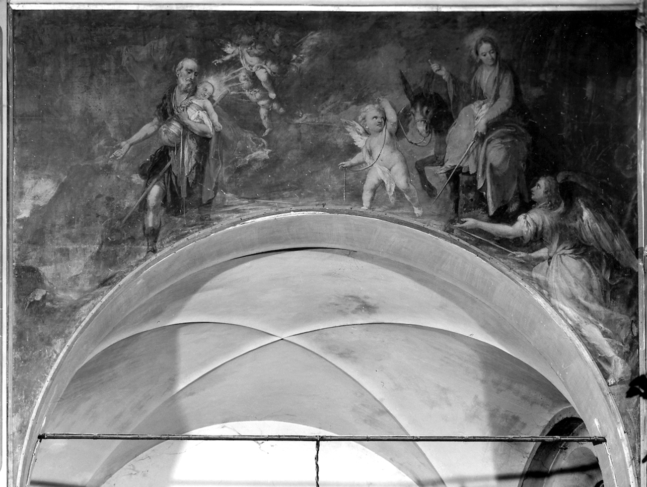 fuga in Egitto (dipinto, elemento d'insieme) di Celesti Andrea (inizio sec. XVIII)
