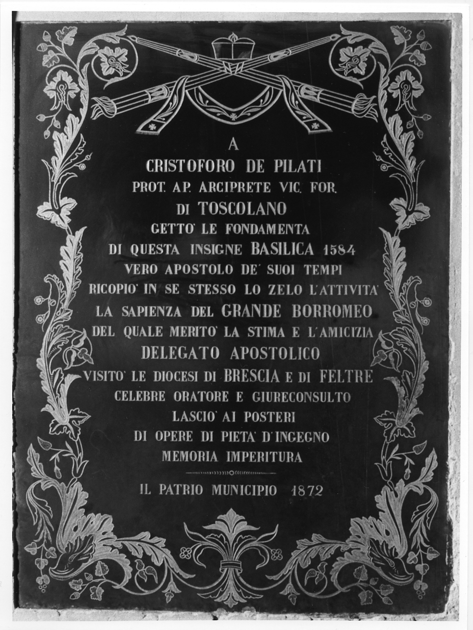 lapide celebrativa, opera isolata - ambito bresciano (terzo quarto sec. XIX)