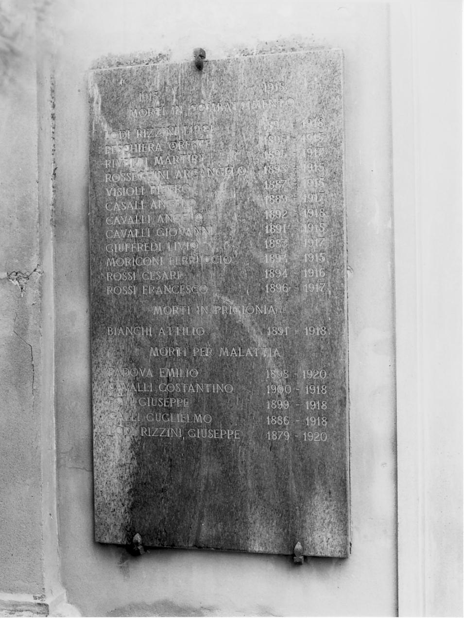 lapide commemorativa, opera isolata - manifattura lombarda (sec. XX)