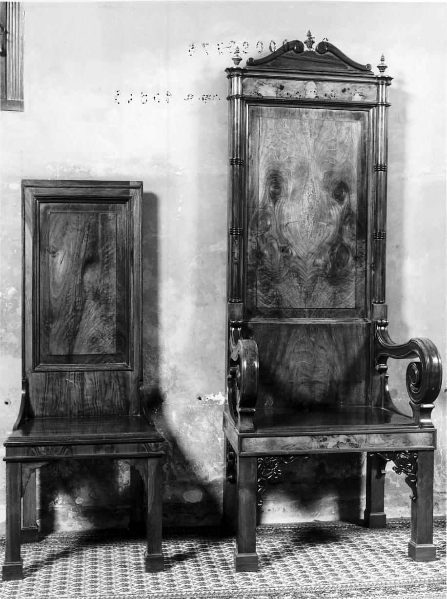 poltrona, elemento d'insieme - ambito cremonese (seconda metà sec. XIX)