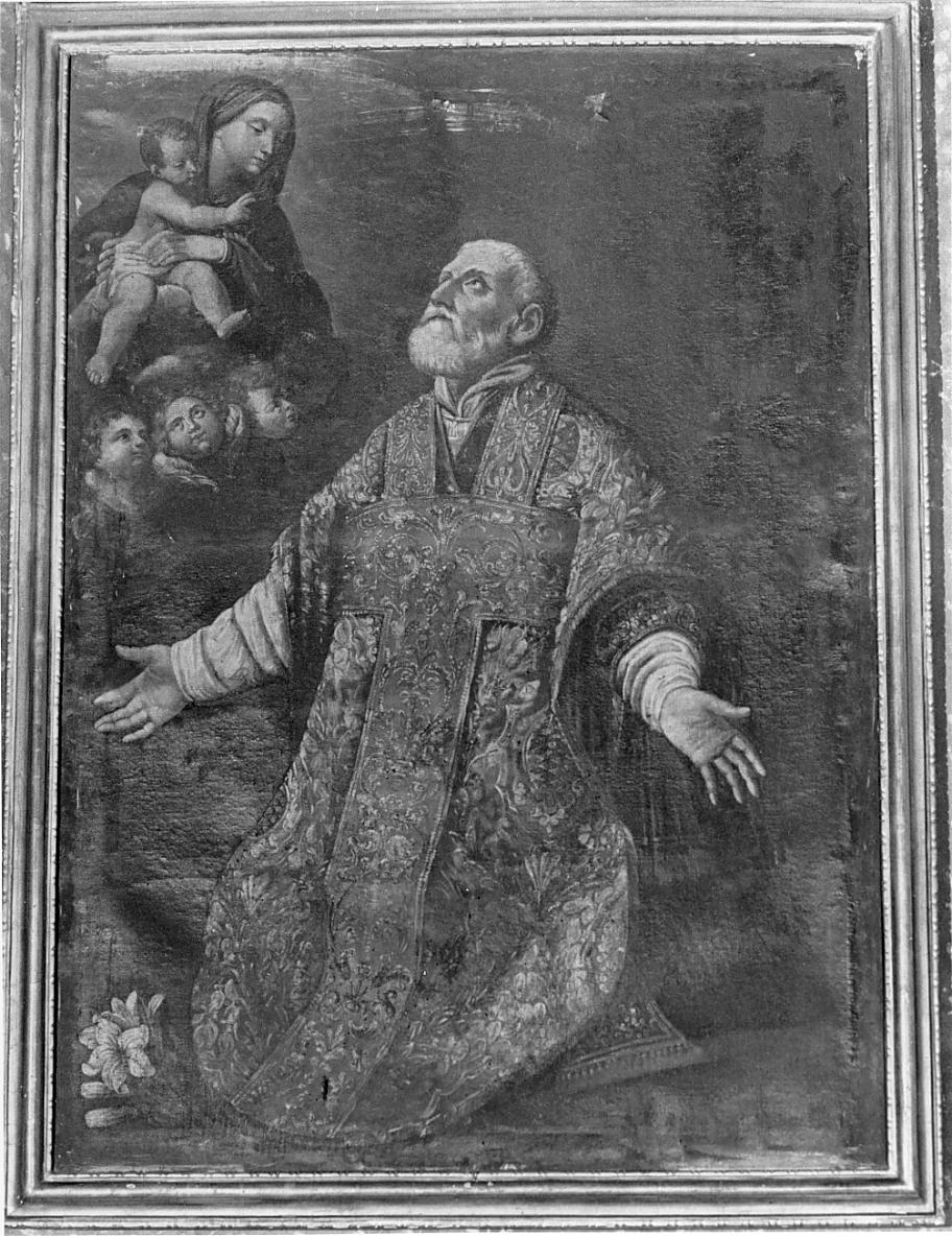 San Filippo Neri davanti alla Madonna con bambino (pala d'altare, opera isolata) - ambito lombardo (seconda metà sec. XVII)
