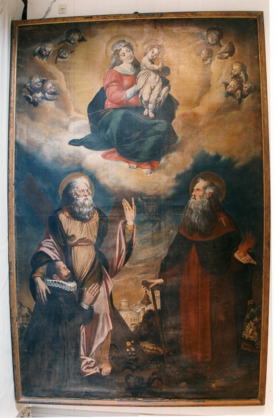 Madonna con Bambino tra Sant'Antonio, Sant'Andrea e un devoto (dipinto, opera isolata) di Arisi Sollecito, fra' (sec. XVII)