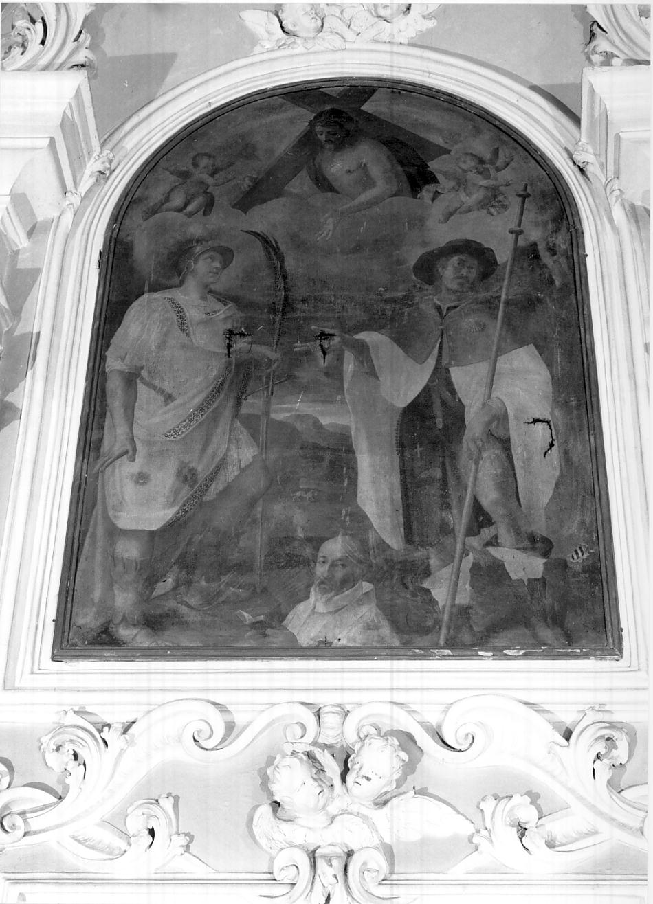 I Santi Fermo e Rocco con Cristo portacroce ed il prelato Esuperio Cavriani (dipinto, opera isolata) di Borgani Francesco (sec. XVI)