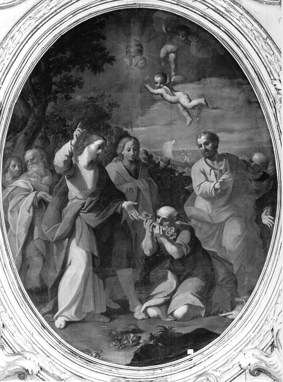 Cristo consegna le chiavi a Pietro (dipinto, opera isolata) di Araldi Felice (scuola) (seconda metà sec. XVIII)