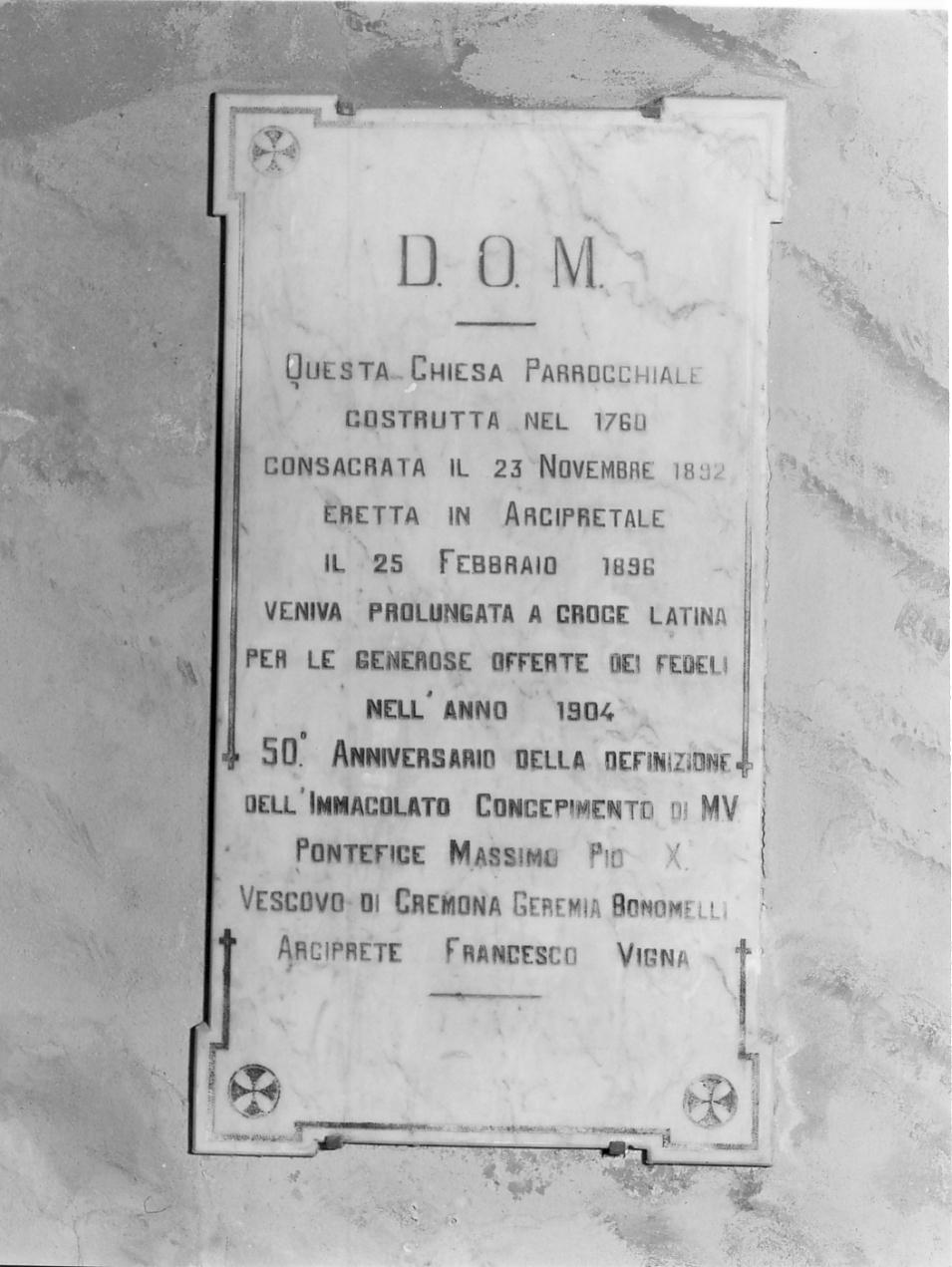 lapide, opera isolata - manifattura cremonese (sec. XX)