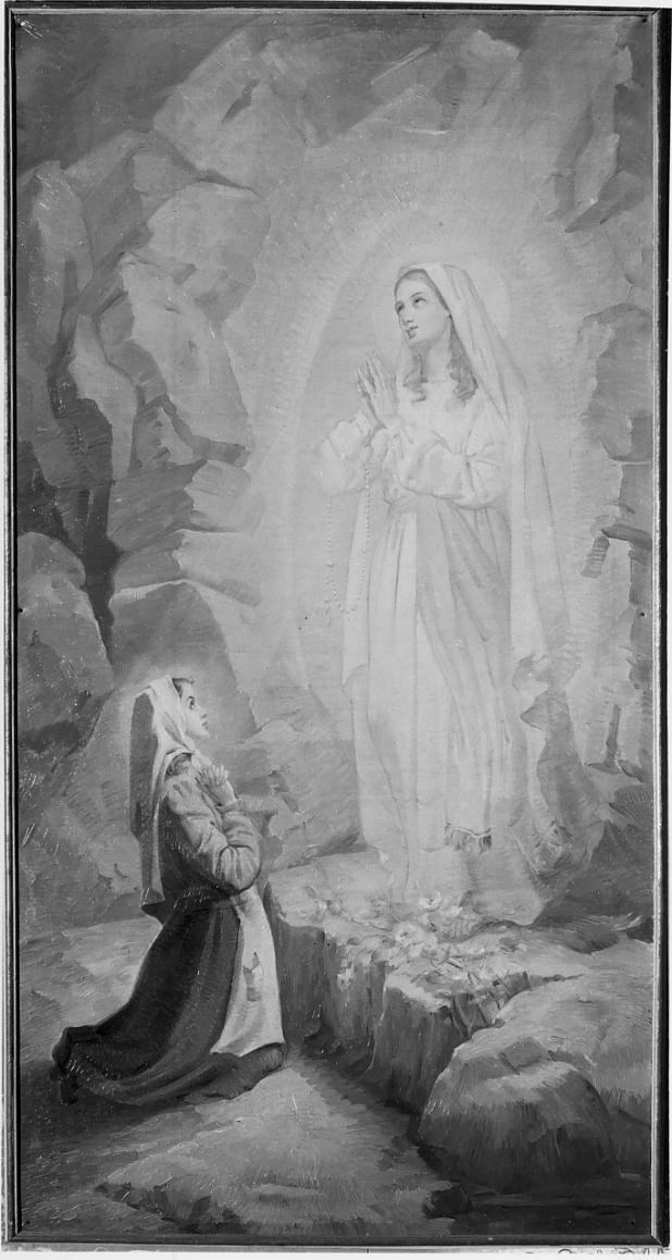 apparizione della Madonna a Lourdes (dipinto, ciclo) di Vezzoni Palmiro (secondo quarto sec. XX)