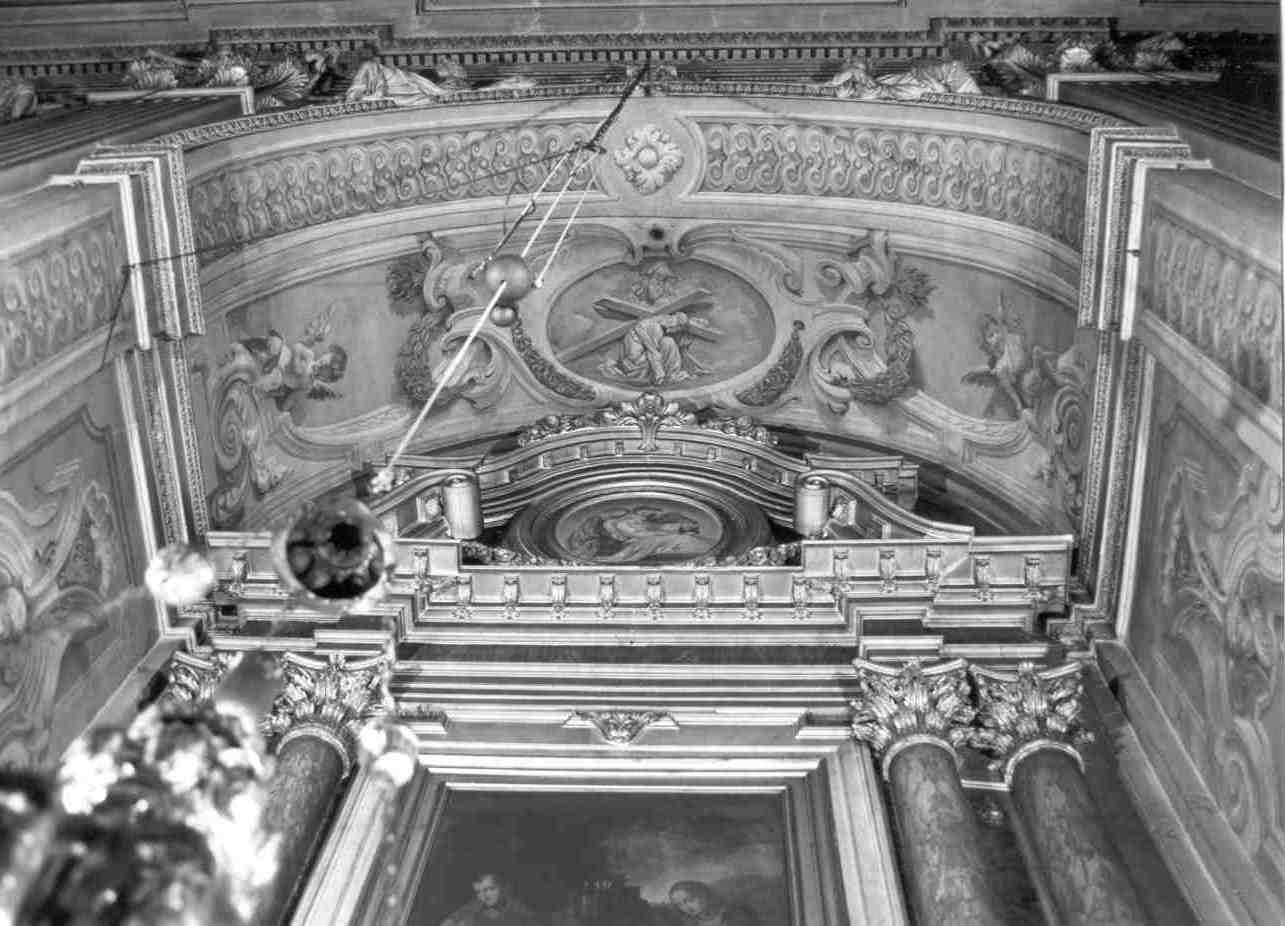 Dio Padre e Cristo portacroce/ finte architetture con angeli e festoni (dipinto, elemento d'insieme) di Cominelli Angelo (secc. XIX/ XX)