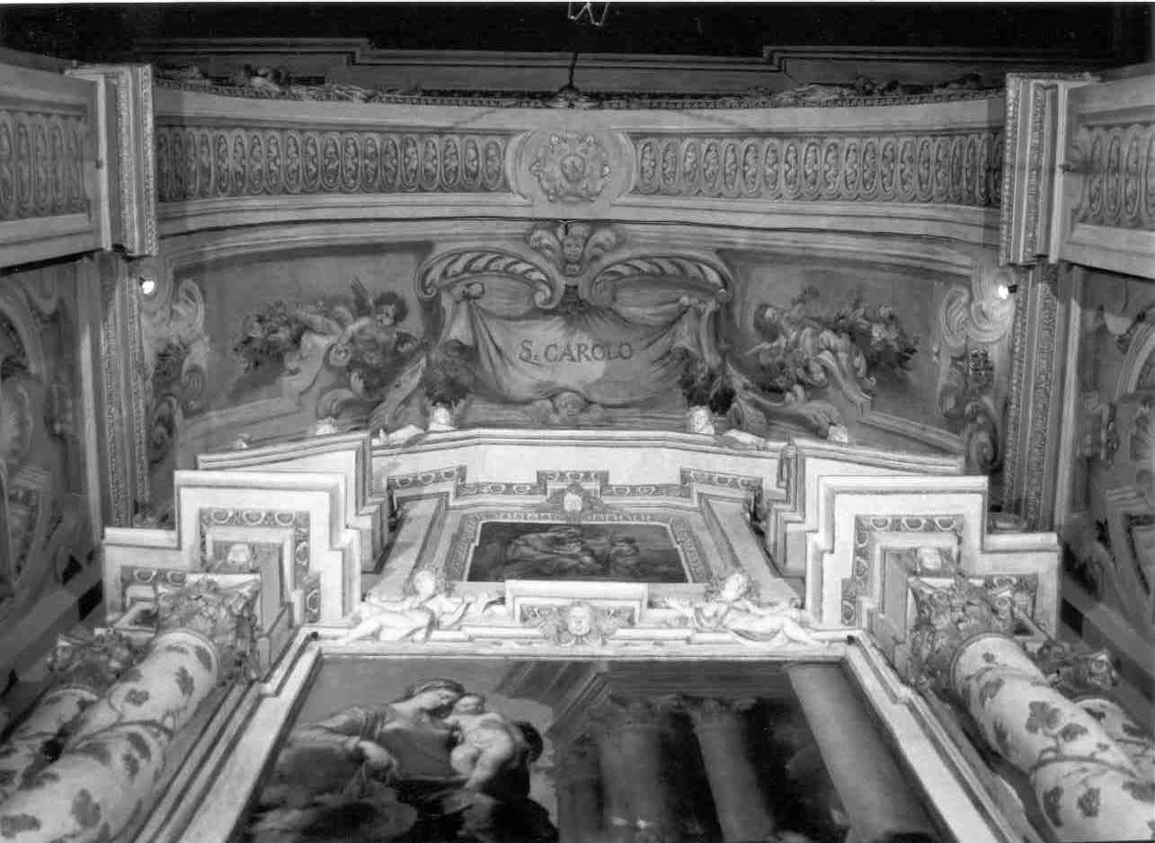 finte architetture con angeli e festoni (dipinto, elemento d'insieme) di Cominelli Angelo (secc. XIX/ XX)