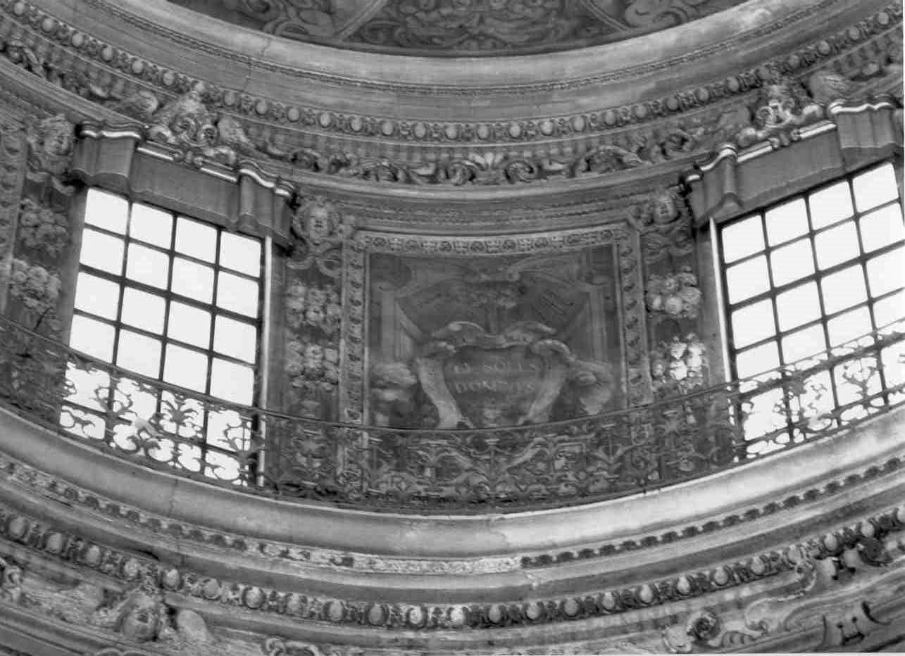 motivi decorativi a ovoli/ motivi decorativi vegetali/ festoni e cherubini/ angeli reggistemma (dipinto, elemento d'insieme) di Galperti Roberto (secc. XIX/ XX)