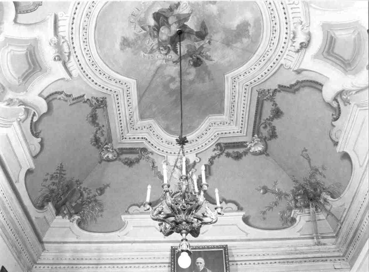 simboli e arredi liturgici/ simboli eucaristici/ motivi decorativi a valve di conchiglia/ angioletti reggicartiglio (dipinto, opera isolata) - ambito bresciano (metà sec. XVIII)