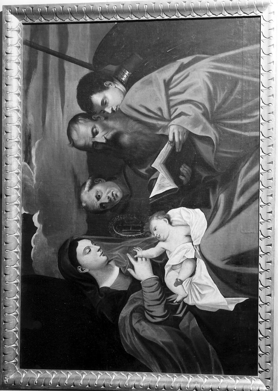 Madonna con Bambino e Santi Bernardino da Siena, Paolo e Michele arcangelo (dipinto, opera isolata) - ambito veneto (seconda metà sec. XVI)