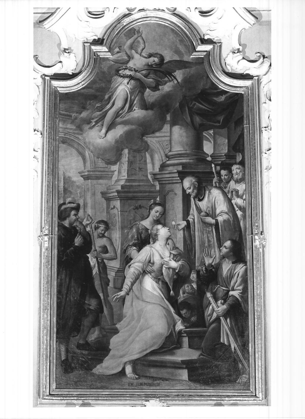 Viatico e martirio di Santa Lucia, comunione di Santa Lucia (dipinto, elemento d'insieme) di Ferrari Paolo (sec. XVIII)