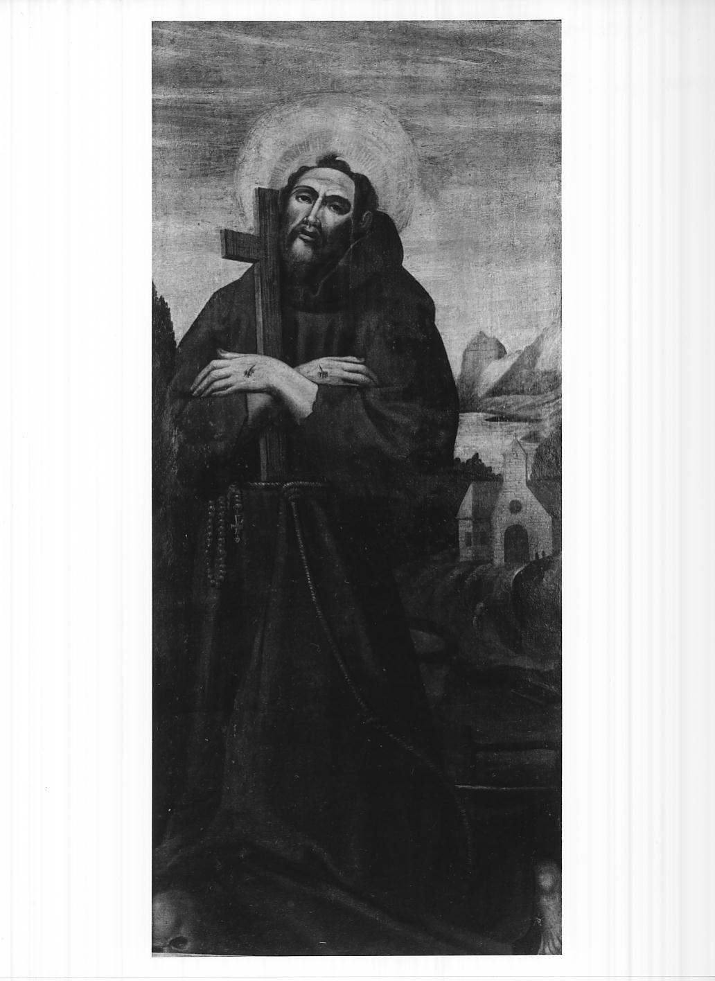 San Francesco d'Assisi abbraccia Cristo crocifisso (dipinto, elemento d'insieme) - ambito cremonese (sec. XVII)