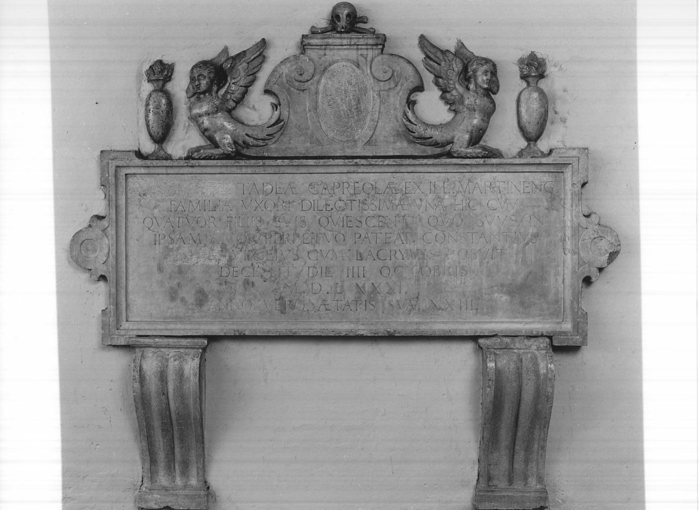 monumento funebre, opera isolata - ambito lombardo (sec. XVI)