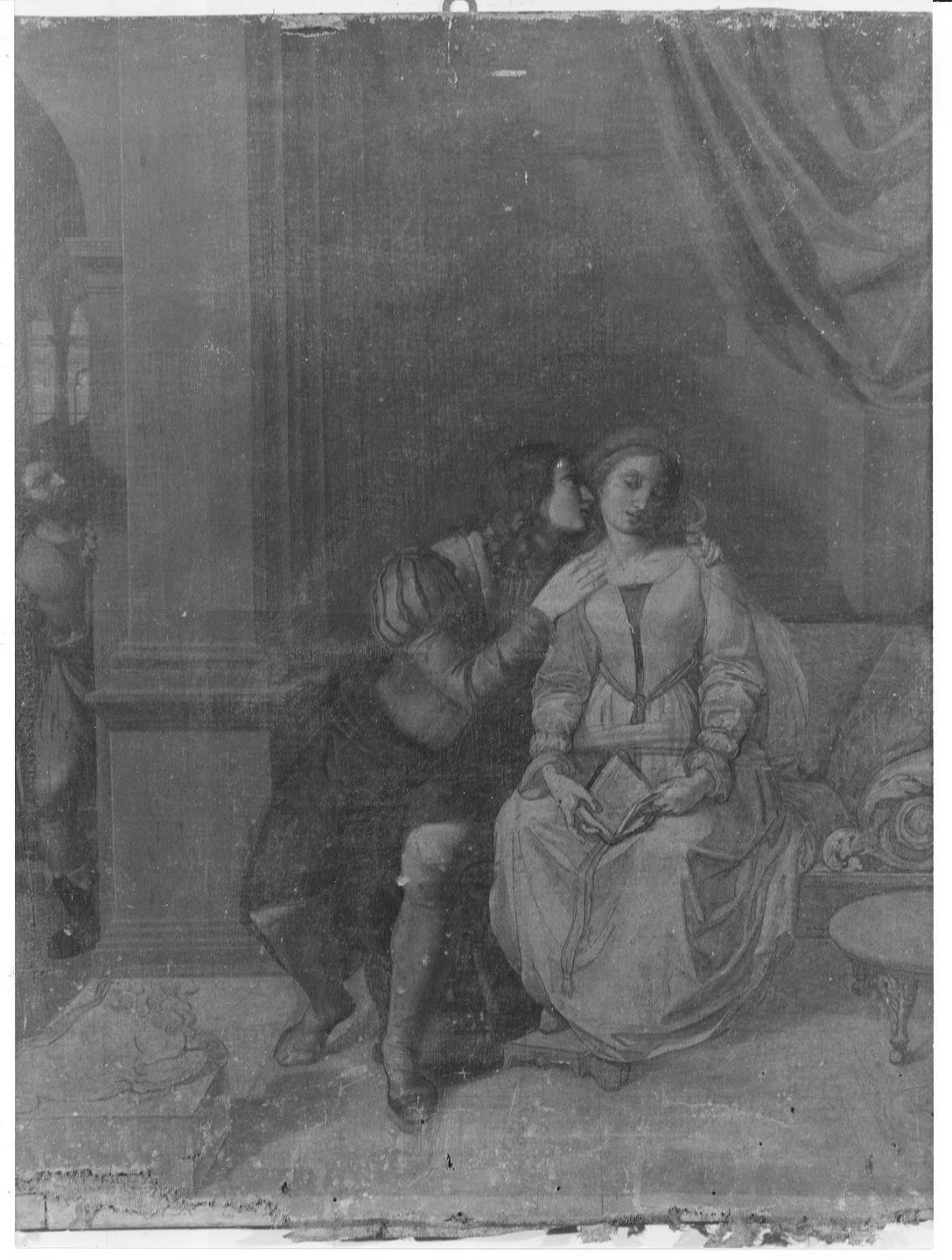 Paolo e Francesca (dipinto, opera isolata) di Impaccianti Luigi (terzo quarto sec. XIX)
