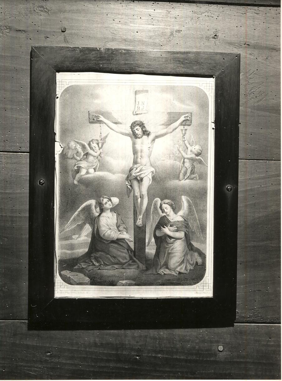 Cristo crocifisso con gli angeli oranti (stampa, serie) - ambito francese (seconda metà sec. XIX)