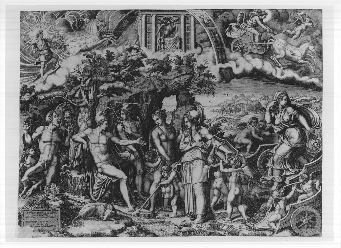 Il Giudizio di Paride (stampa smarginata) di Ghisi Giorgio, Bertani Giovanni Battista (sec. XVI)