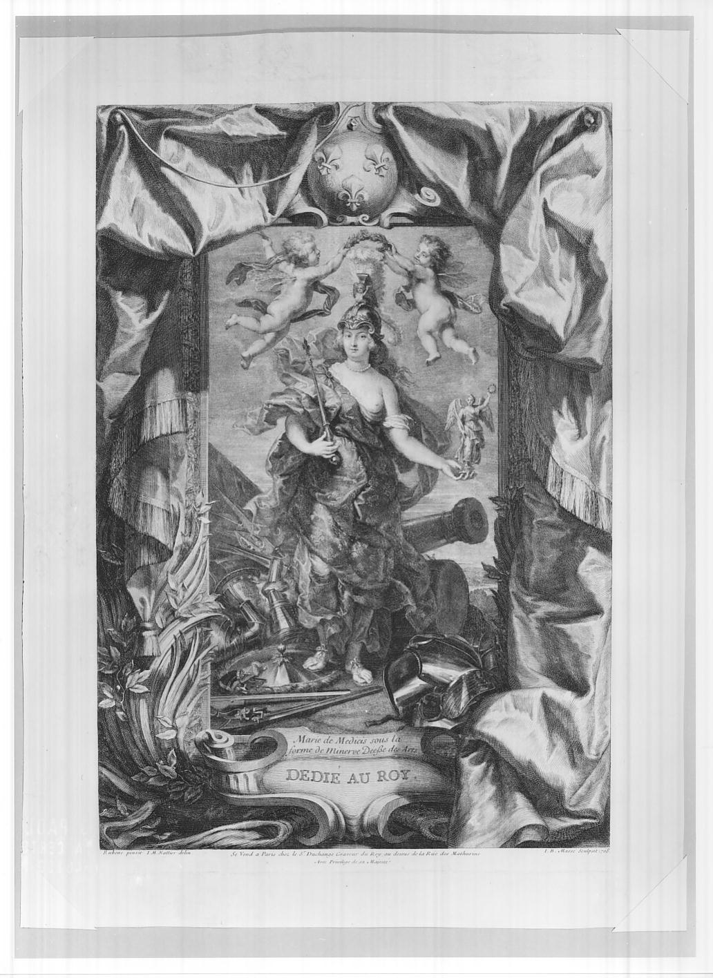 Maria de' Medici come Bellona (stampa, serie) di Masse Jean Baptiste, Nattier Jean Marc, Rubens Pieter Paul (sec. XVIII)