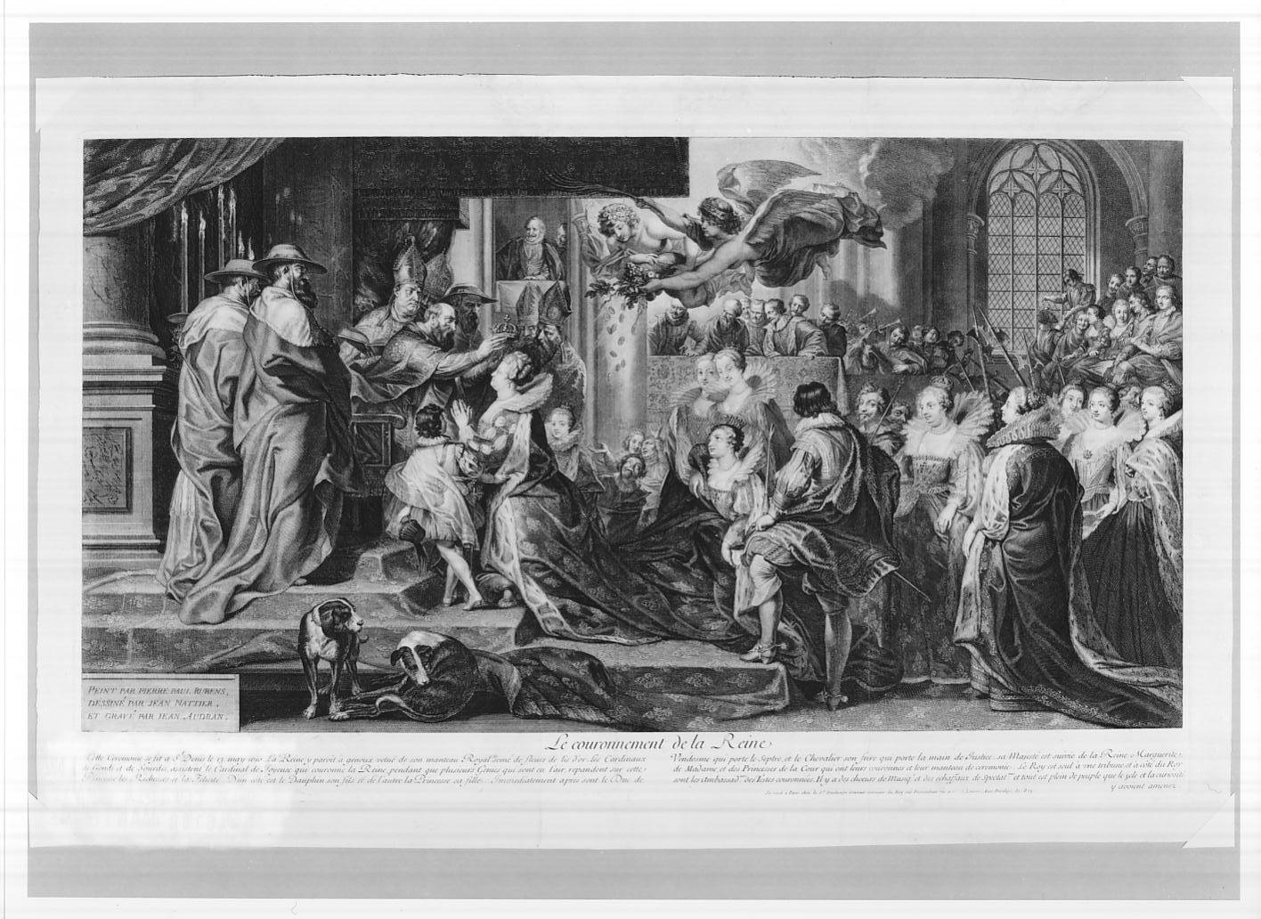 Incoronazione di Maria (stampa, serie) di Audran Jean, Nattier Jean Baptiste, Rubens Pieter Paul (sec. XVIII)