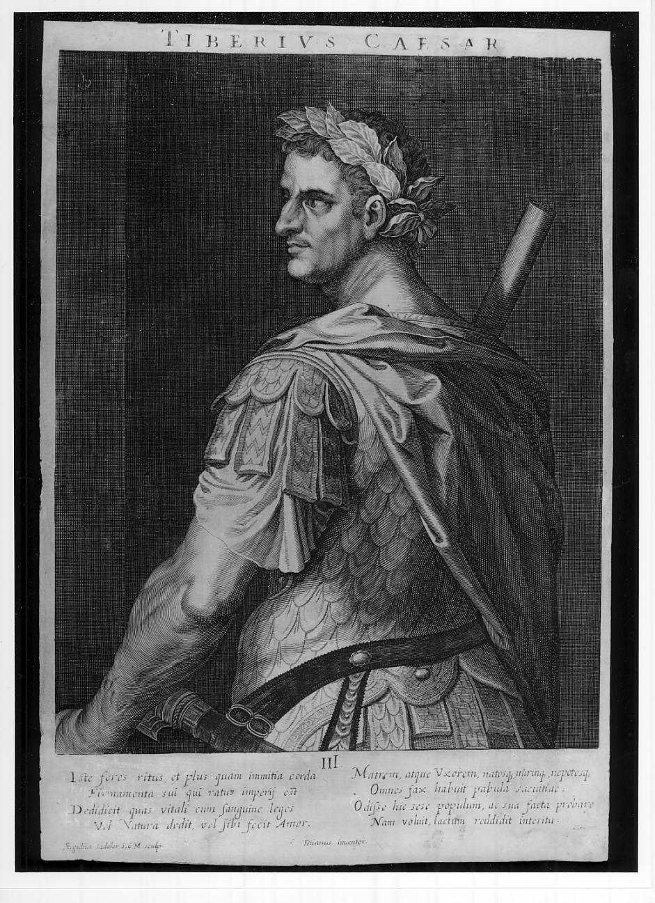 Tiberio (stampa smarginata, serie) di Sadeler Egidius II, Vecellio Tiziano (sec. XVII)