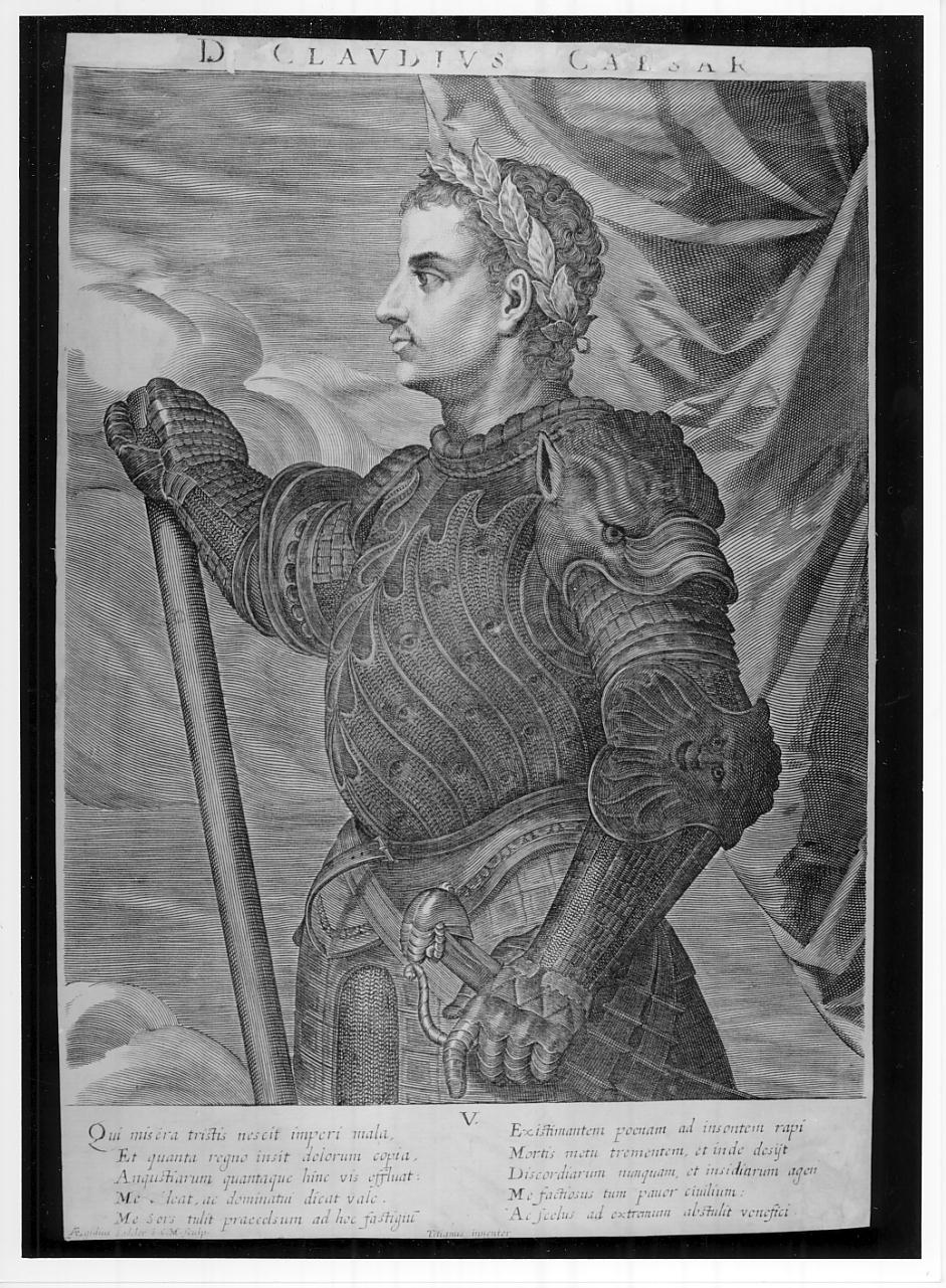 Claudio (stampa smarginata, serie) di Sadeler Egidius II, Vecellio Tiziano (sec. XVII)