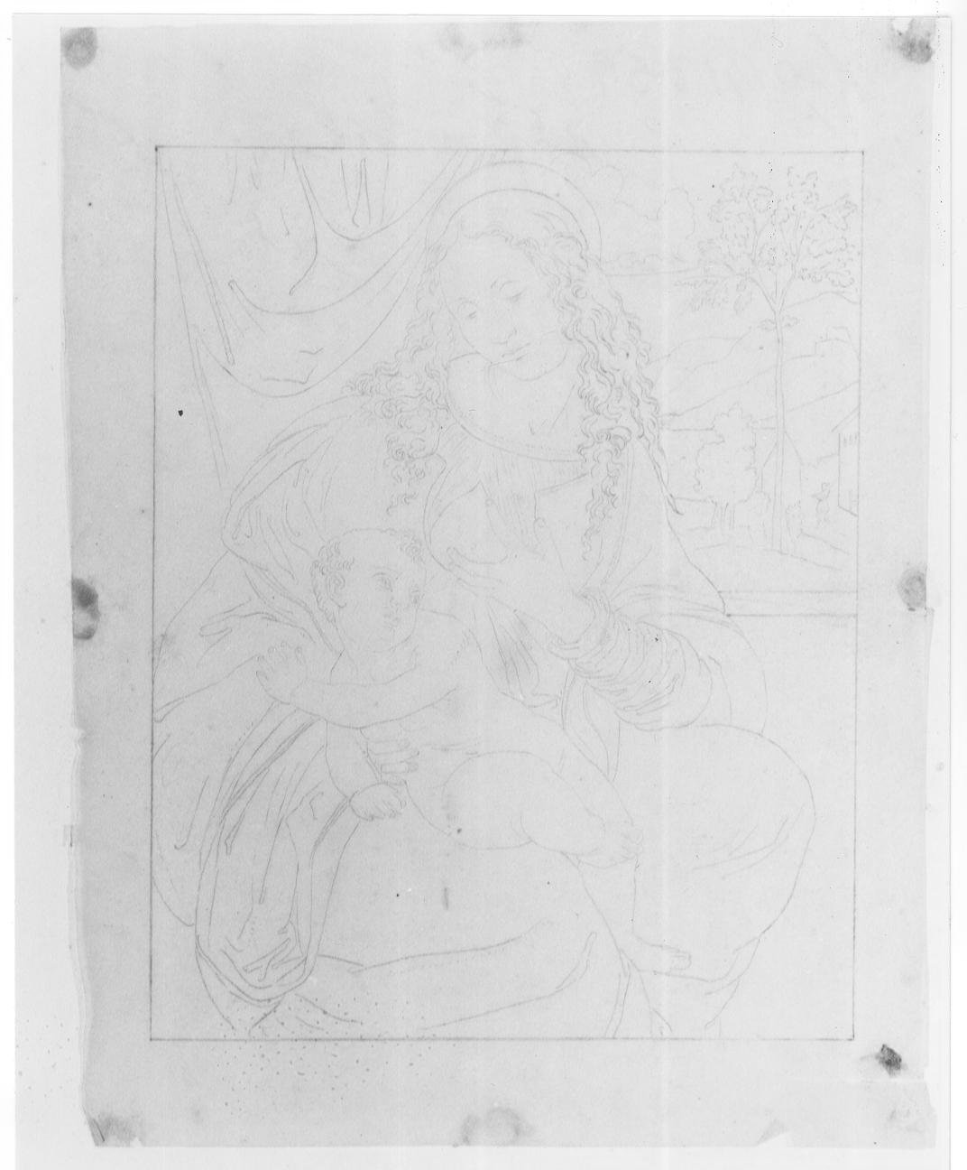 Madonna del Latte (disegno, opera isolata) di Impaccianti Luigi (seconda metà sec. XIX)