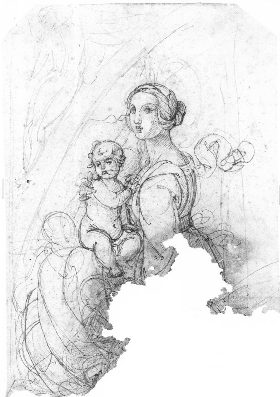 Madonna con Bambino (disegno, opera isolata) di Sanguinetti Giovanni (sec. XIX)