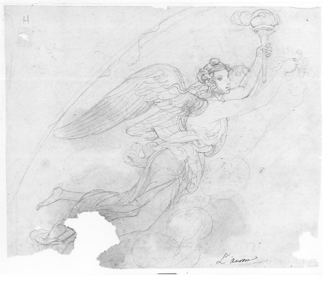 figura femminile alata (disegno, opera isolata) di Sanguinetti Giovanni (sec. XIX)