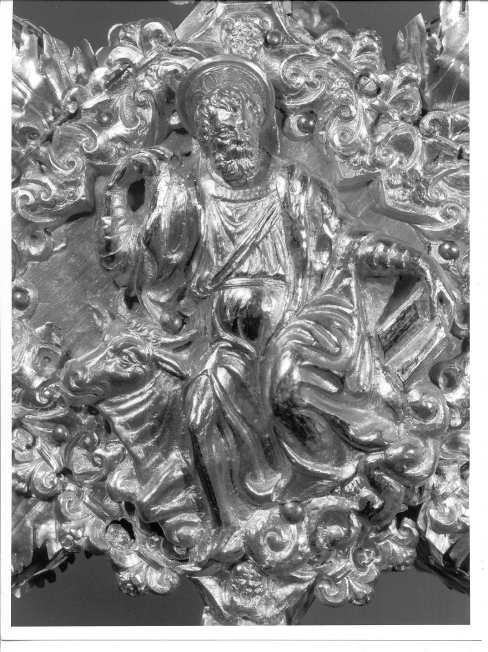 San Luca Evangelista (decorazione plastica, elemento d'insieme) - manifattura palermitana (seconda metà sec. XVI)