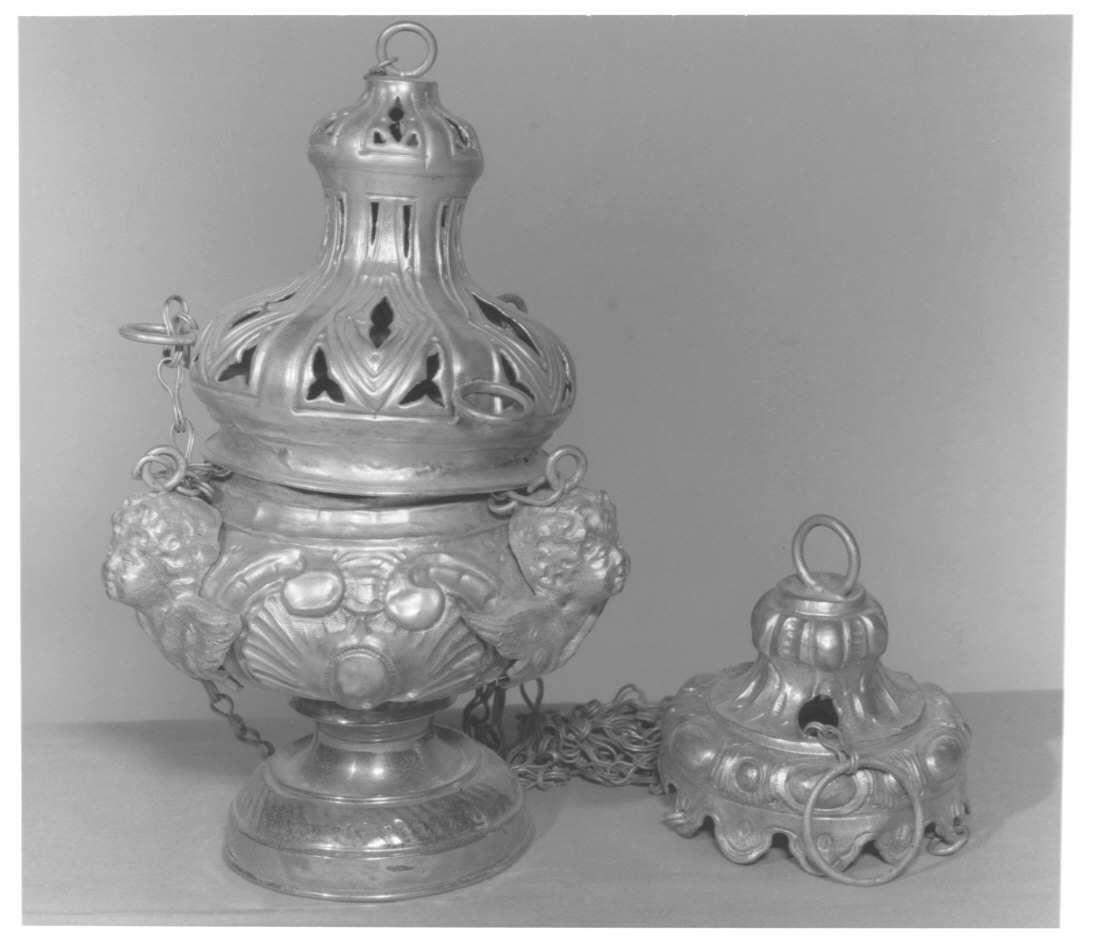 turibolo - a vaso fiammeggiante, opera isolata - bottega comacina (sec. XIX)